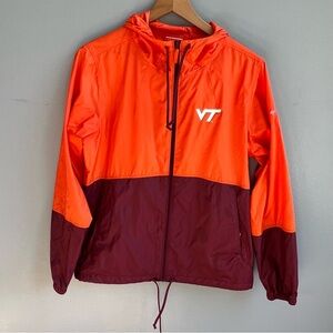 Columbia Virginia Tech VT Orange and Maroon Windbreaker Zip Up Jacket Medium